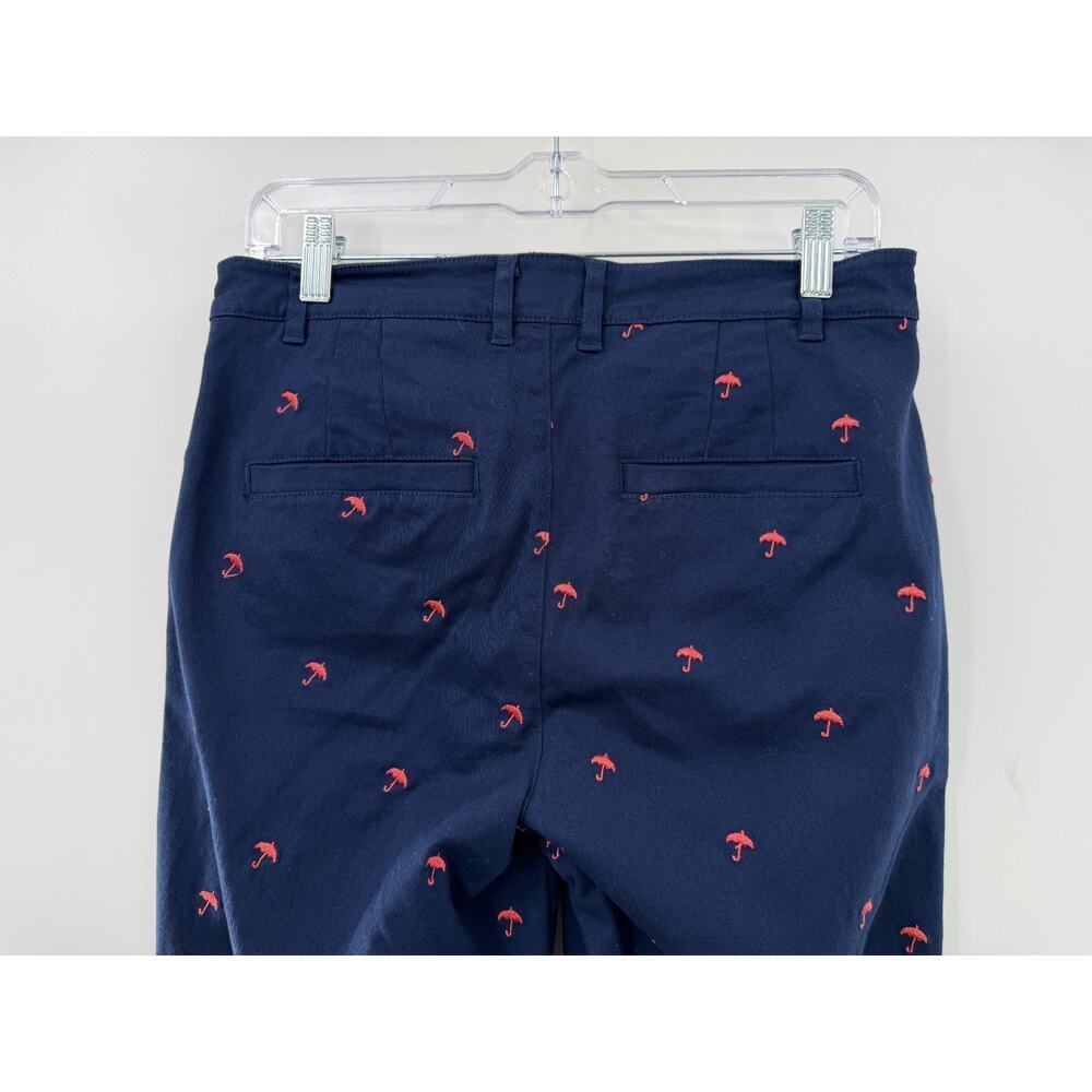 ModCloth Women's Navy Blue & Red Embroidered Red Umbrella Chino Pants Size 8 - Picture 7 of 10